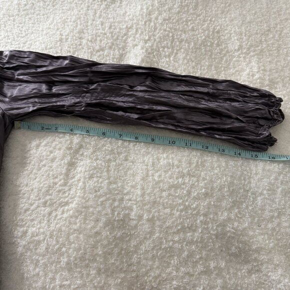 Max Studio Womens Petite Blouse XSP Crinkle Texture Purple Long Sleeve Polyester - Picture 6 of 9